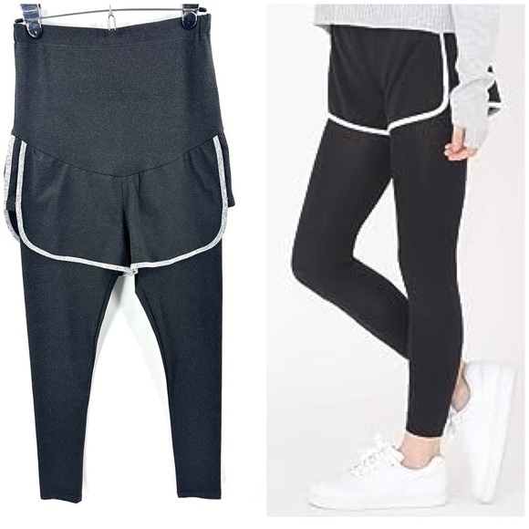 Maacie Maternity Shorts Leggings Size Small Athleisure Workout Gray Stretch - Picture 1 of 11